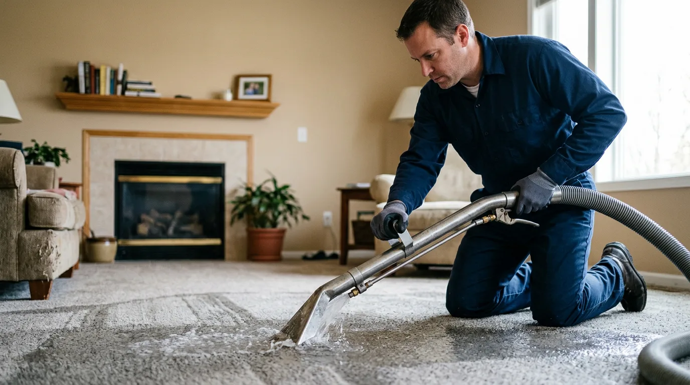 Water damage restoration technician working near Odessa, NY